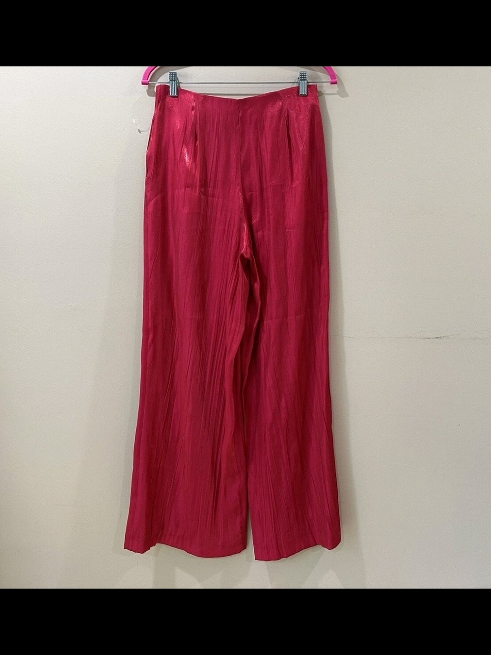 Zara Hot Pink Pleated Wide-Leg Pants. Xl